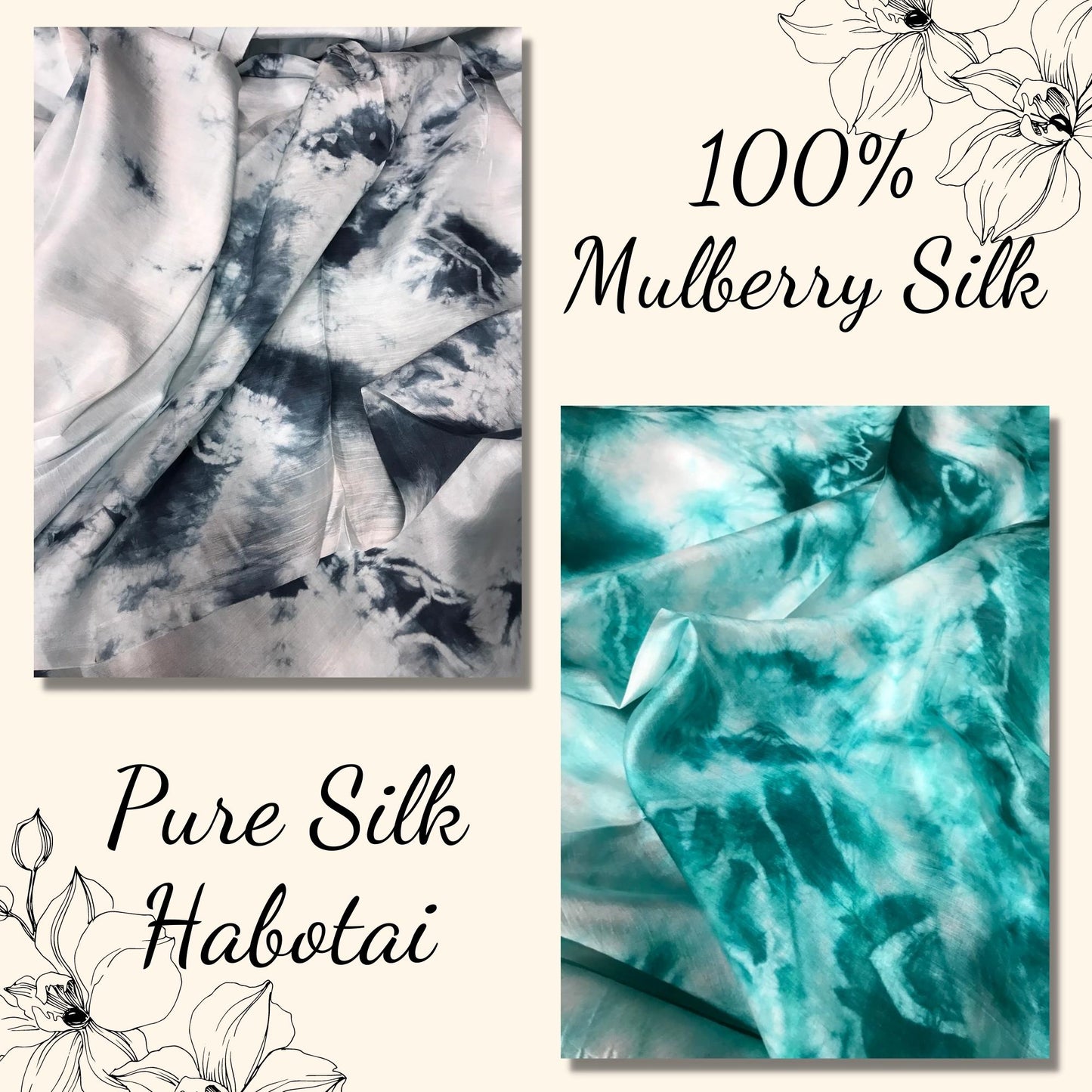 100% Mulberry Silk Habotai fabric by the yard - Blue and Green Silk Habotai - Lining Fabric for Skirt, Scarf - Silk for clothes - Gift for her β Lining silk fabric