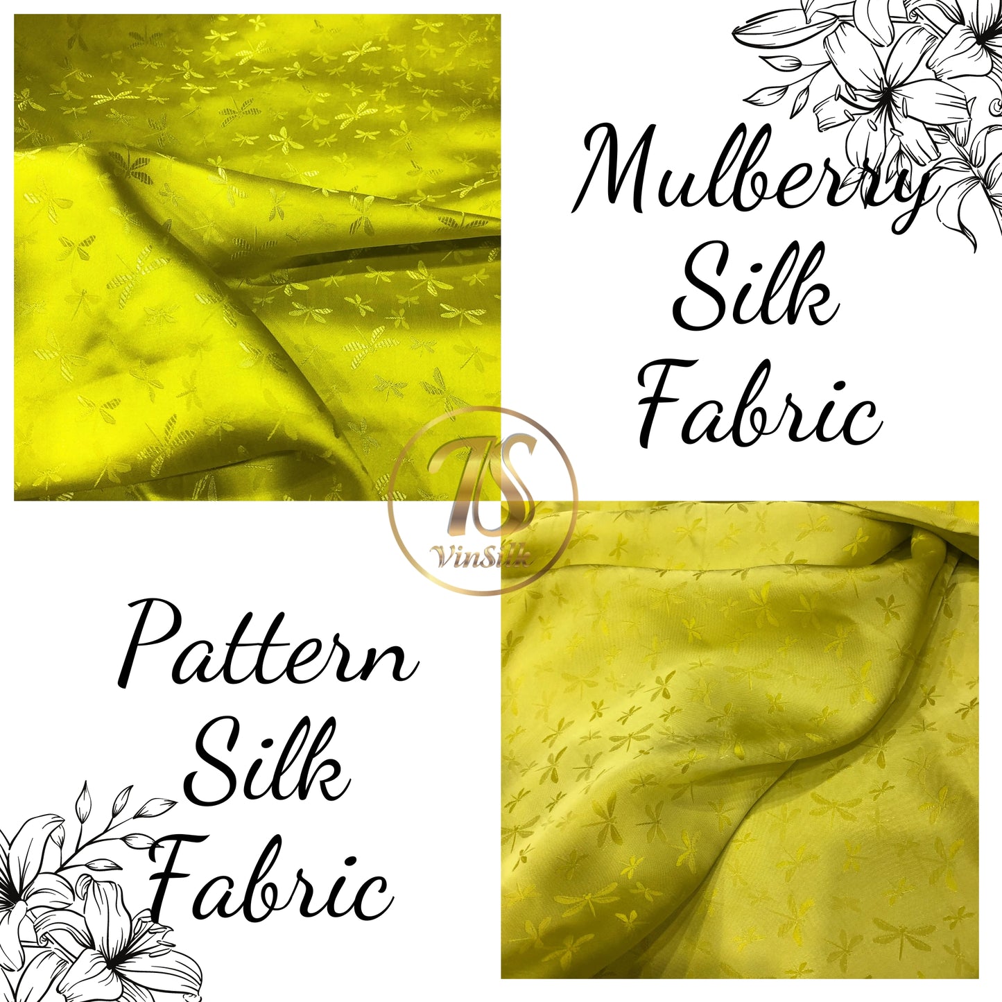 PATTERN MULBERRY SILK fabric by the yard - Yellow silk fabric - Handmade fabric ā Dress making ā Silk for sewing - Gift for women
