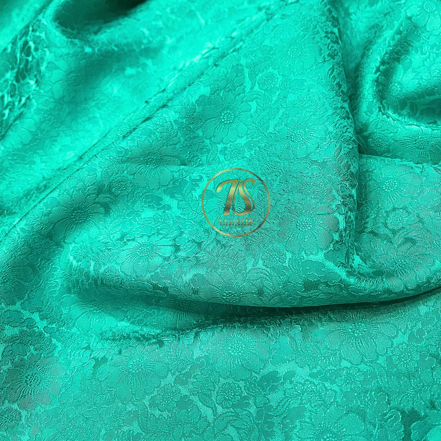 100% PURE MULBERRY SILK fabric by the yard โ Floral silk fabric - Light Blue Floral Silk Fabric - Chrysanthemum pattern โ Silk for sewing