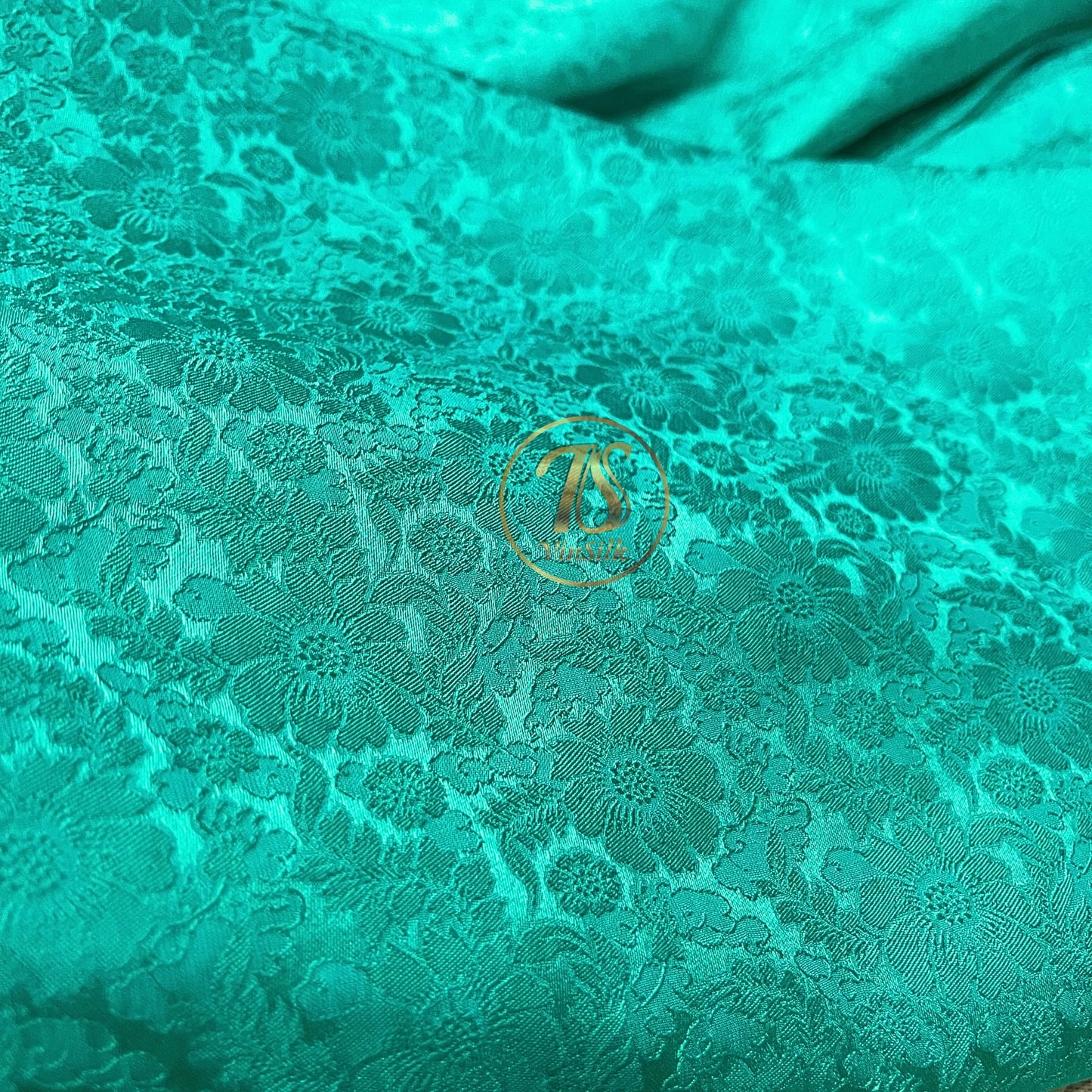100% PURE MULBERRY SILK fabric by the yard โ Floral silk fabric - Light Blue Floral Silk Fabric - Chrysanthemum pattern โ Silk for sewing