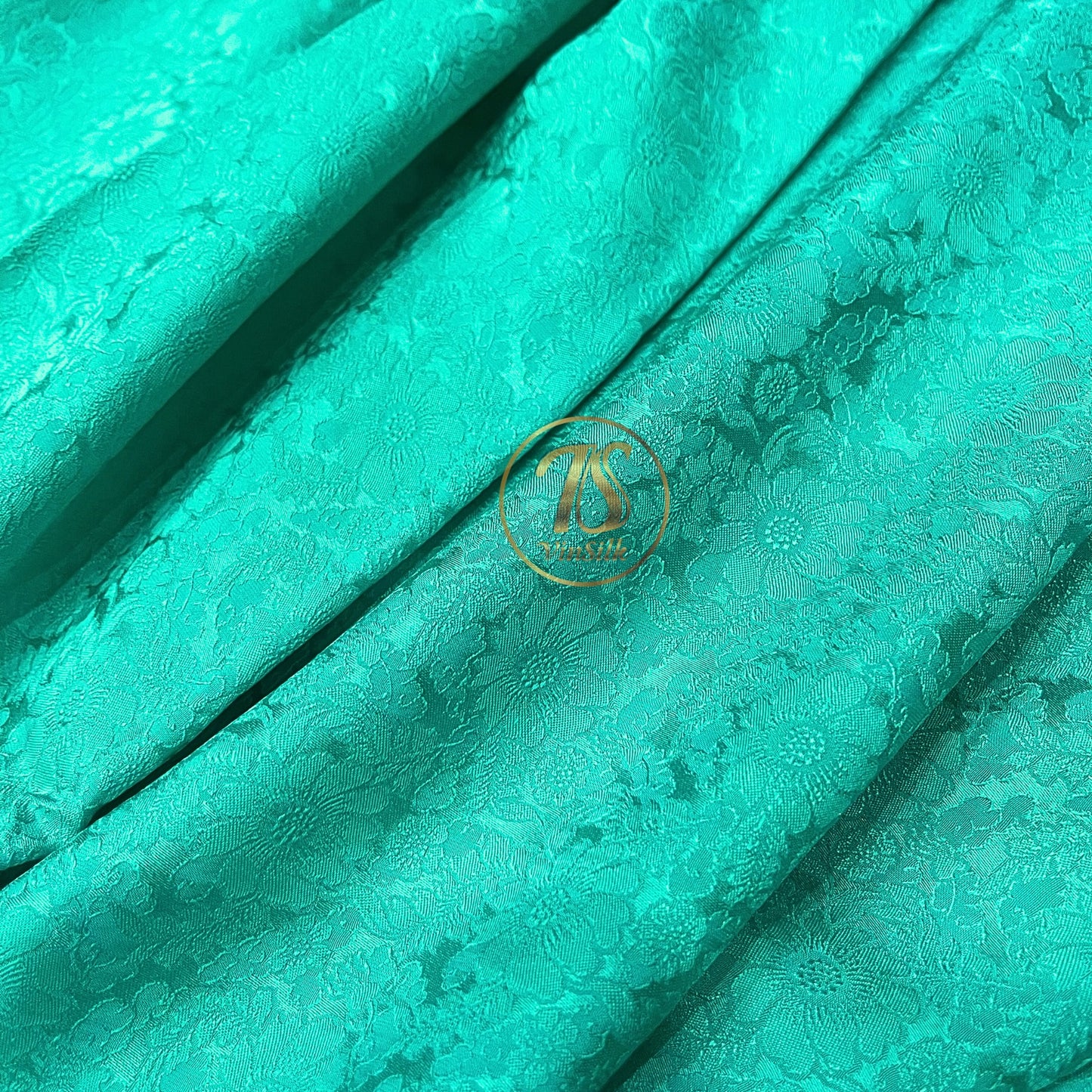 100% PURE MULBERRY SILK fabric by the yard โ Floral silk fabric - Light Blue Floral Silk Fabric - Chrysanthemum pattern โ Silk for sewing