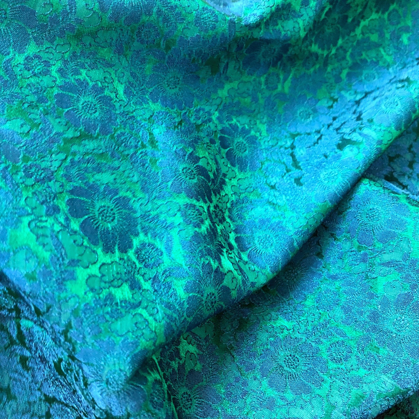 Mulberry Silk Floral Fabric β Chrysanthemum Pattern β Silk for Sewing - Dress making - Blue silk fabric