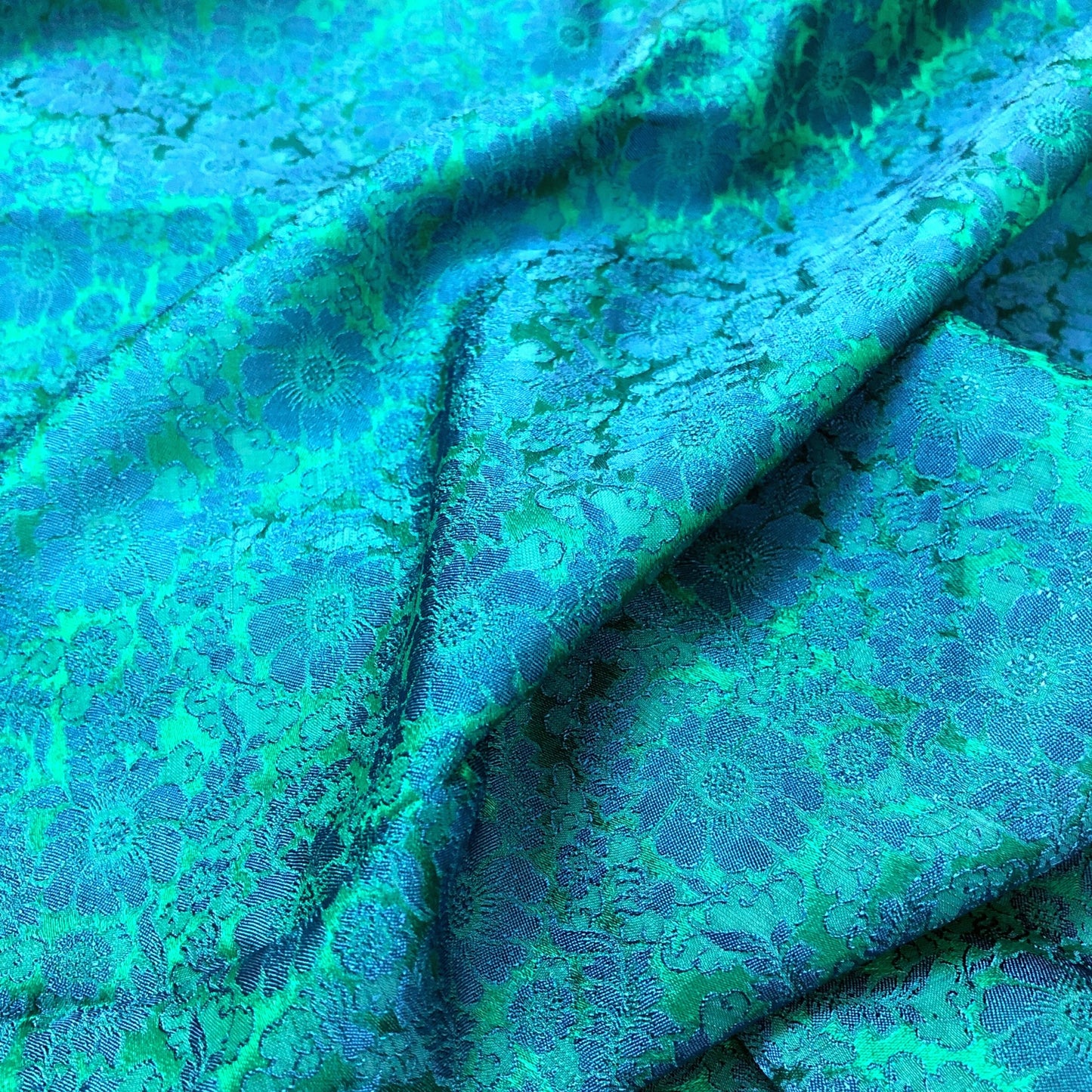 Mulberry Silk Floral Fabric – Chrysanthemum Pattern – Silk for Sewing - Dress making - Blue silk fabric