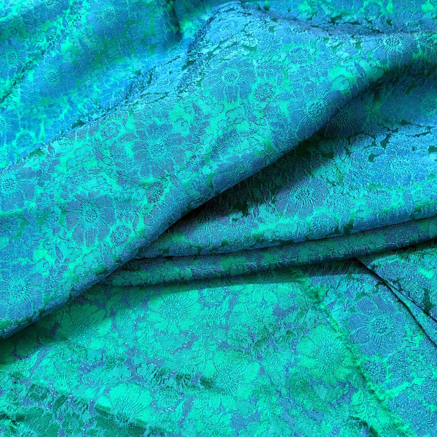 Mulberry Silk Floral Fabric β Chrysanthemum Pattern β Silk for Sewing - Dress making - Blue silk fabric