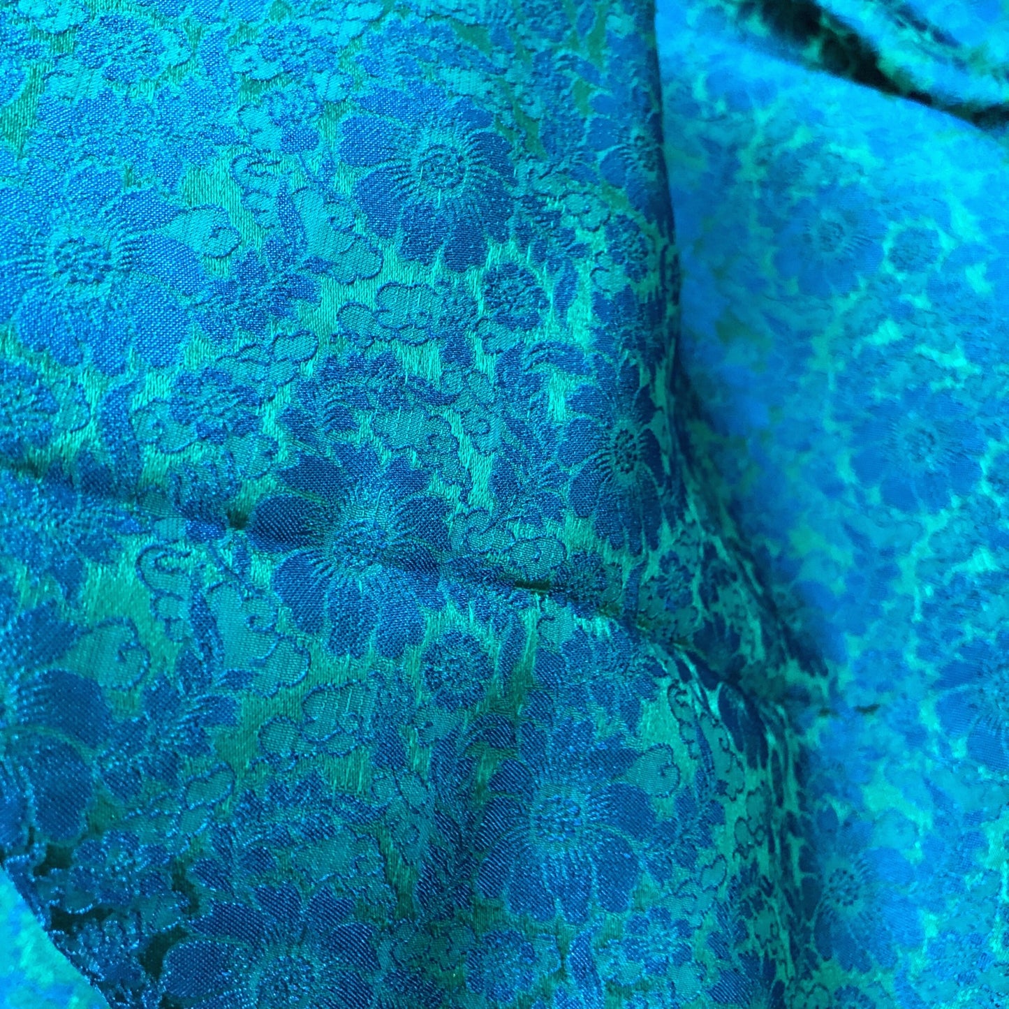 Mulberry Silk Floral Fabric – Chrysanthemum Pattern – Silk for Sewing - Dress making - Blue silk fabric