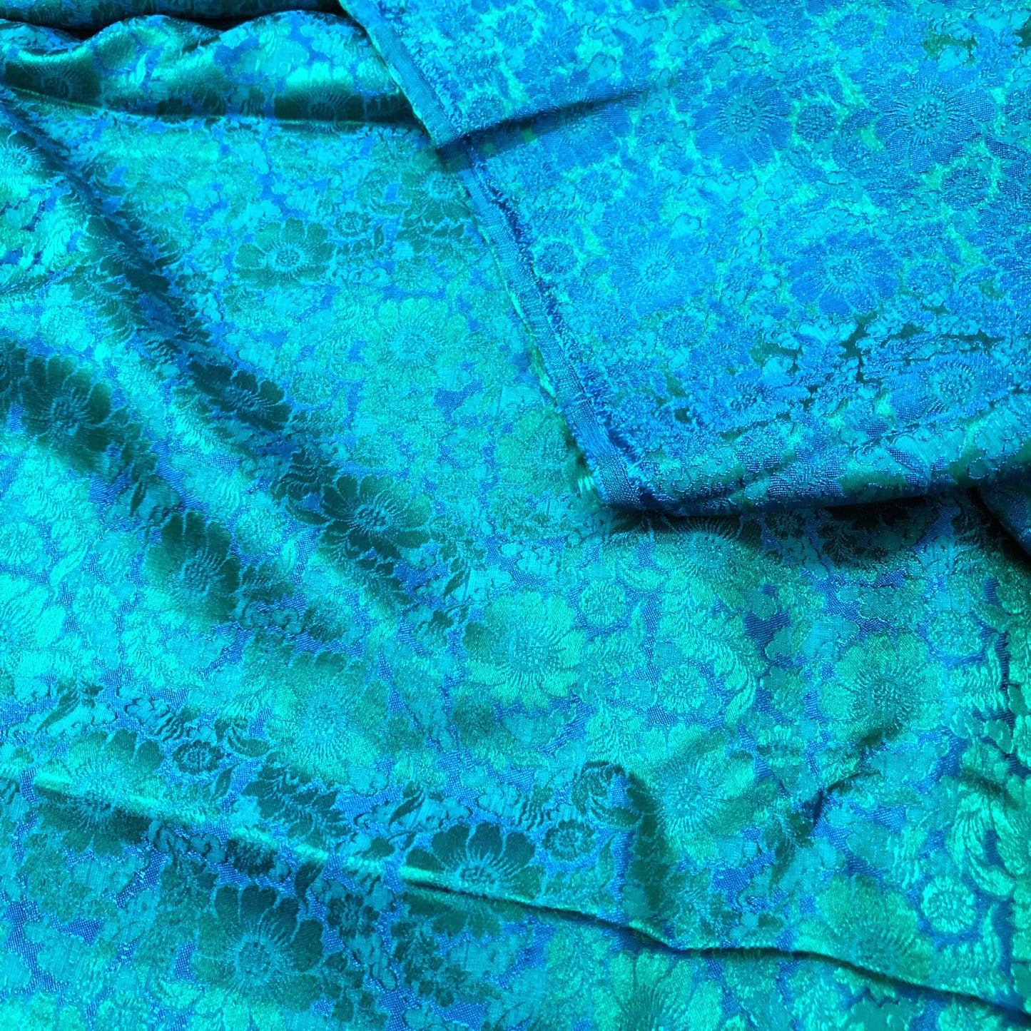 Mulberry Silk Floral Fabric β Chrysanthemum Pattern β Silk for Sewing - Dress making - Blue silk fabric