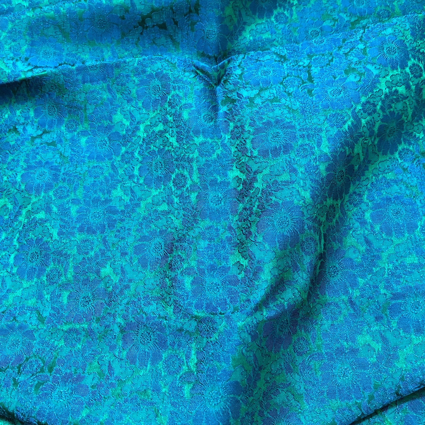 Mulberry Silk Floral Fabric – Chrysanthemum Pattern – Silk for Sewing - Dress making - Blue silk fabric