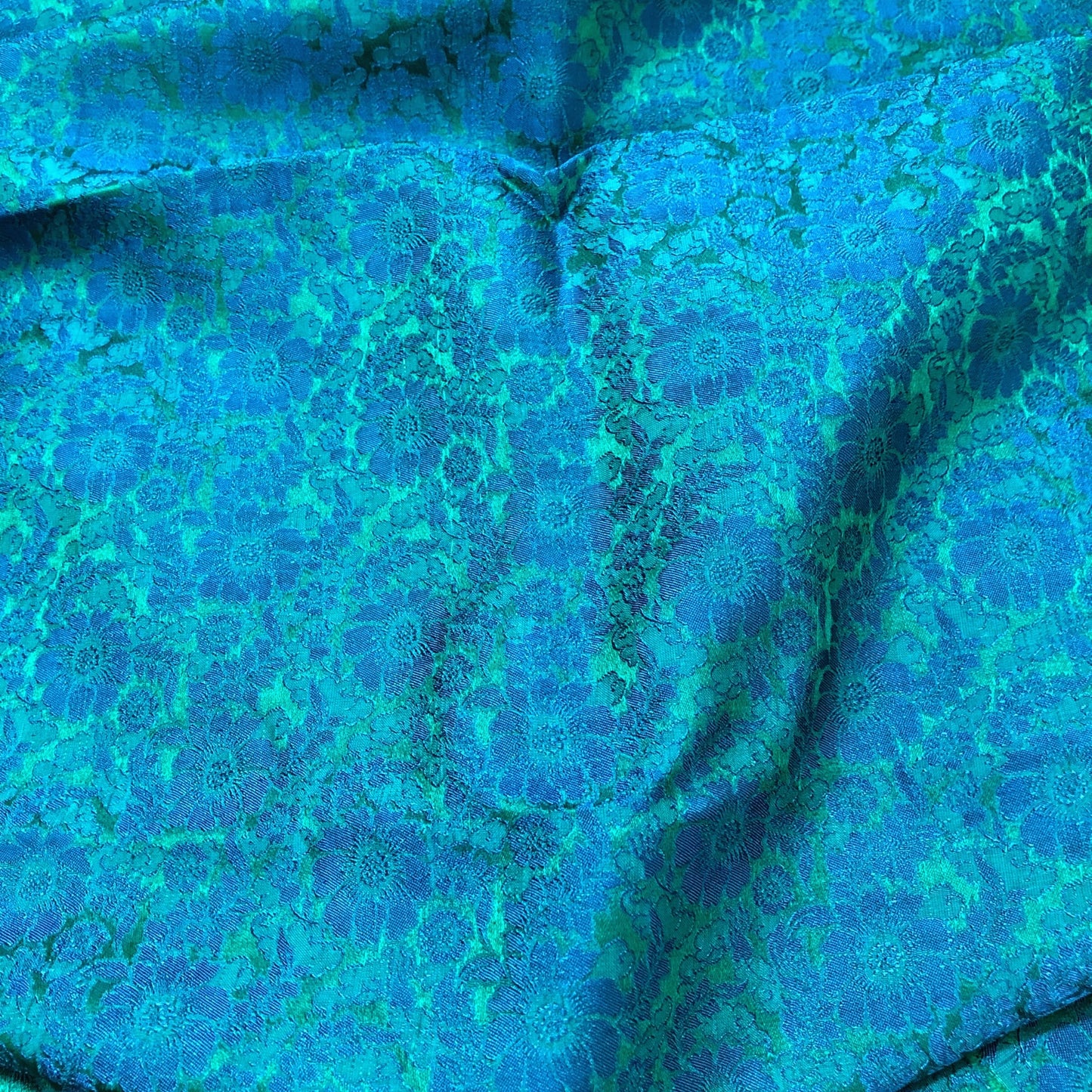 Mulberry Silk Floral Fabric β Chrysanthemum Pattern β Silk for Sewing - Dress making - Blue silk fabric