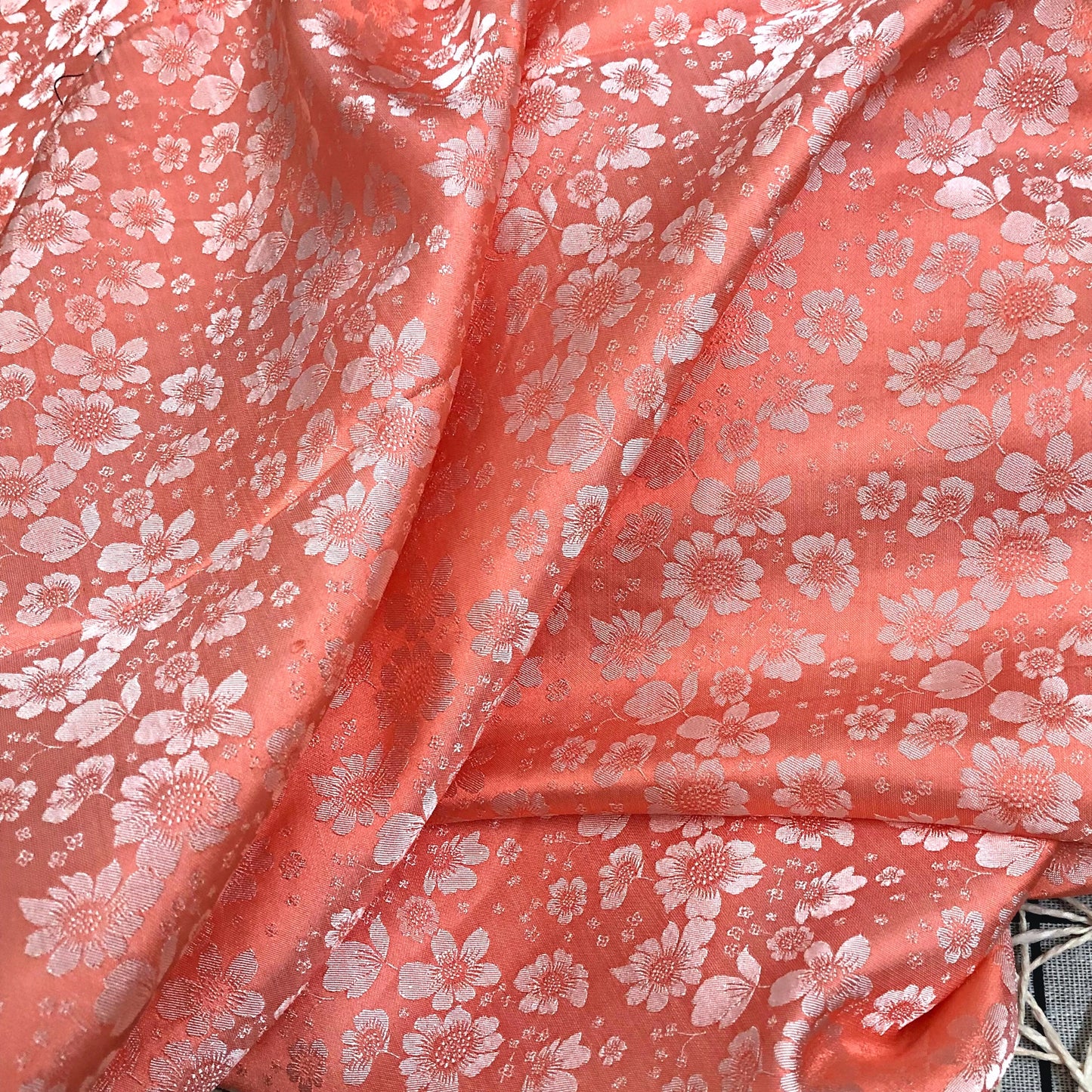 PURE MULBERRY SILK fabric by the yard - Light orange silk fabric - Floral silk - Handmade fabric ā Dress making ā Silk for sewing - Gift for women