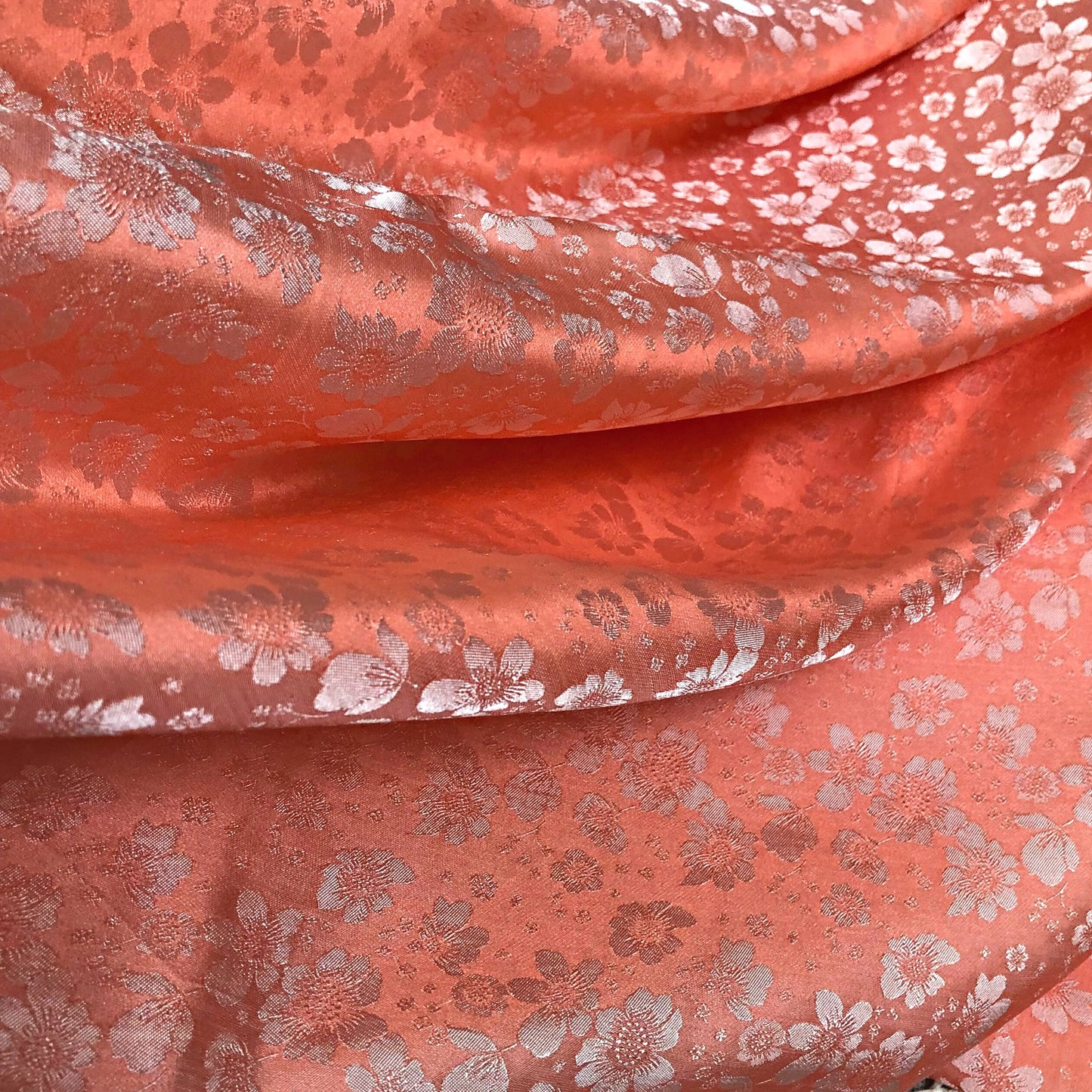 PURE MULBERRY SILK fabric by the yard - Light orange silk fabric - Floral silk - Handmade fabric ā Dress making ā Silk for sewing - Gift for women