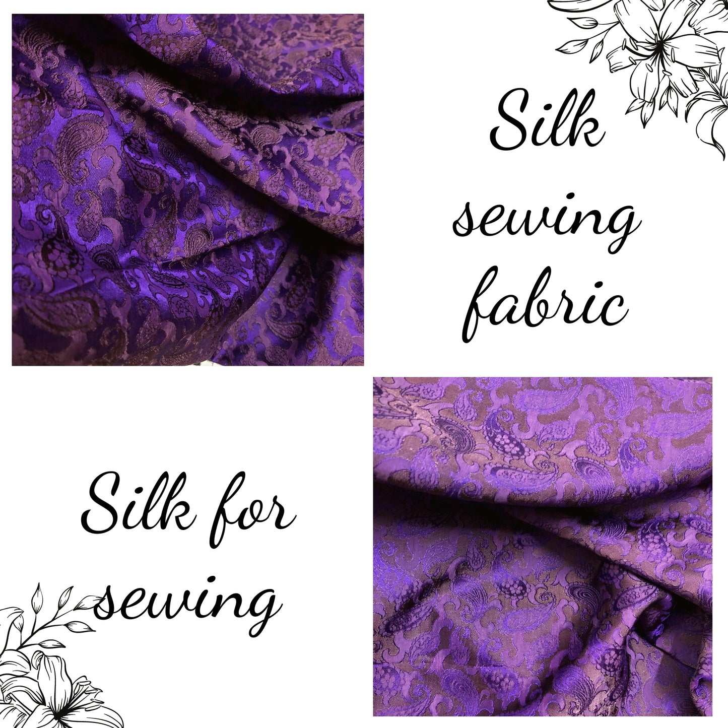 Mulberry Silk Pattern Fabric – Silk for Sewing – Purple Silk Pattern Fabric - Silk Apparel Fabric