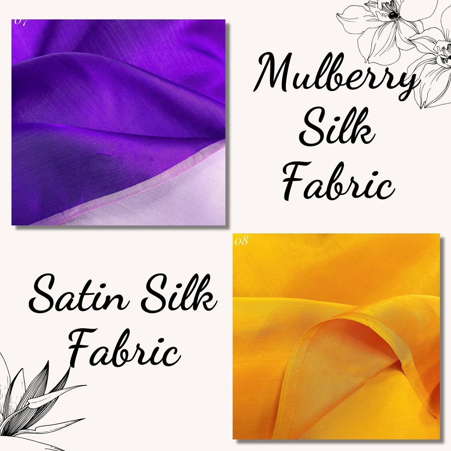 PURE MULBERRY SILK fabric by the yard β Satin silk fabric β 19mm - Handmade silk - Wedding dress - Gift for women - Personalized gift