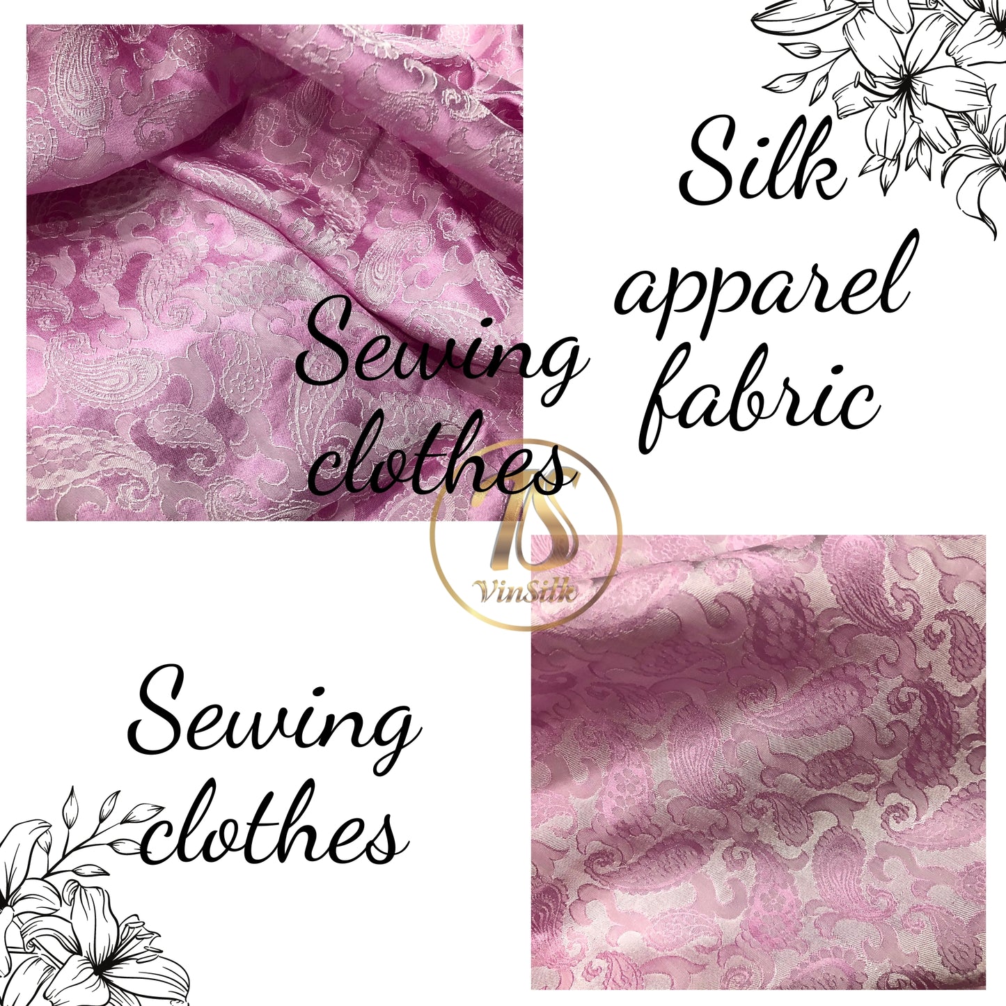 Mulberry Silk Pattern Fabric – Pink Silk Fabric – Silk for Sewing – Silk Apparel Fabric