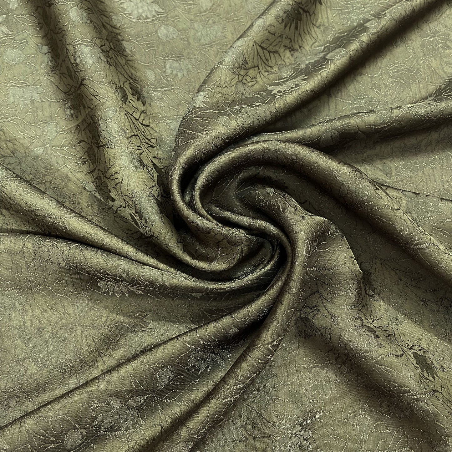 moss green stone lotus silk pattern fabric, Pure mulberry silk, Handmade fabric, Organic fiber, Vintage textile, Dress making, Gift for women, Silk dress
