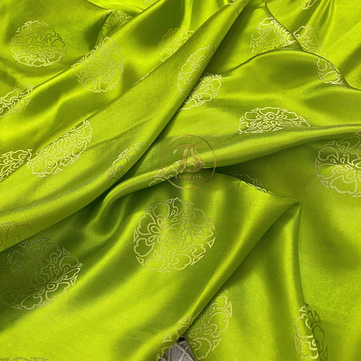 PURE MULBERRY SILK fabric by the yard, green lotus silk, handmade fabric, Organic fiber, Vintage textile, Wedding dress, Gift for women, personalized gift