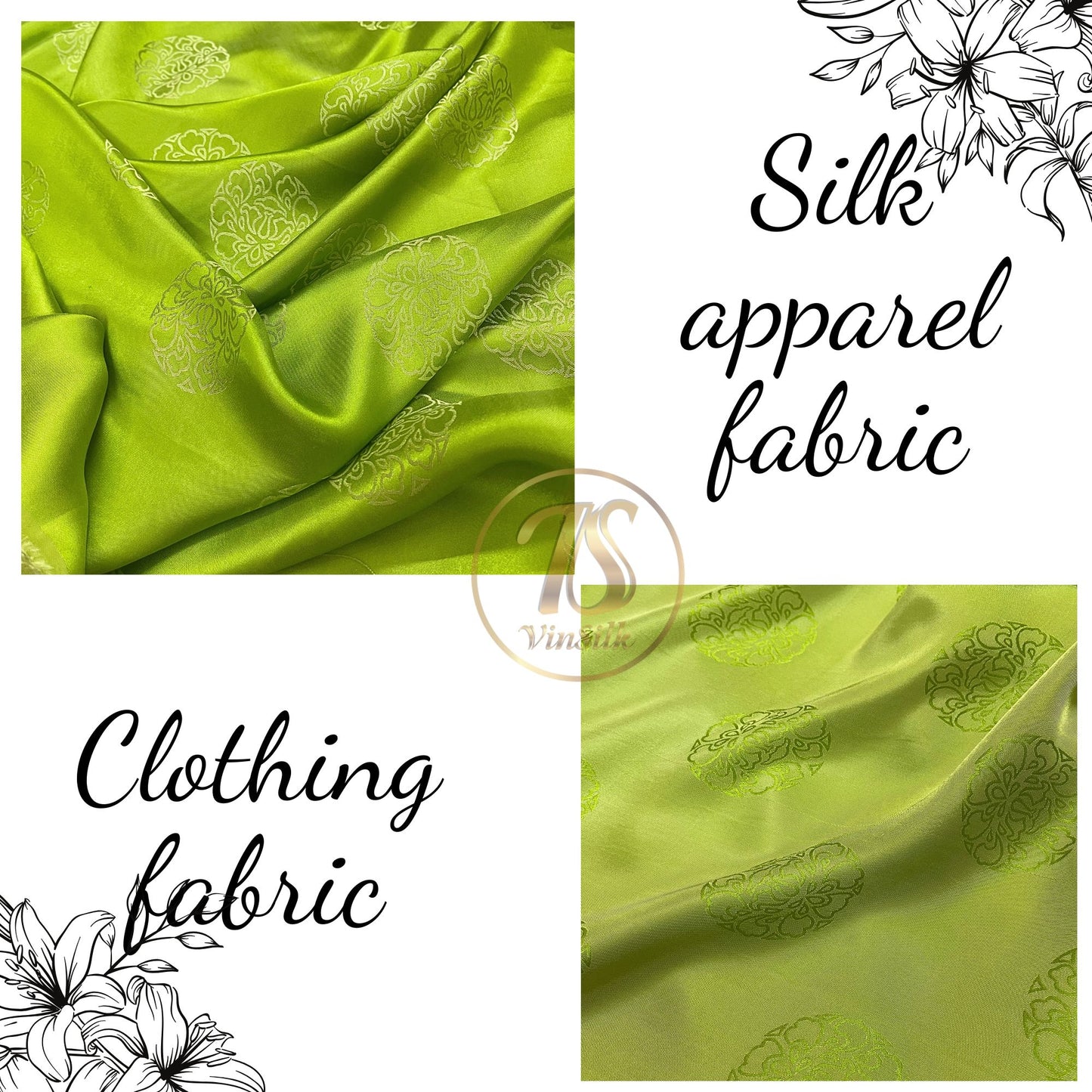 PURE MULBERRY SILK fabric by the yard, green lotus silk, handmade fabric, Organic fiber, Vintage textile, Wedding dress, Gift for women, personalized gift