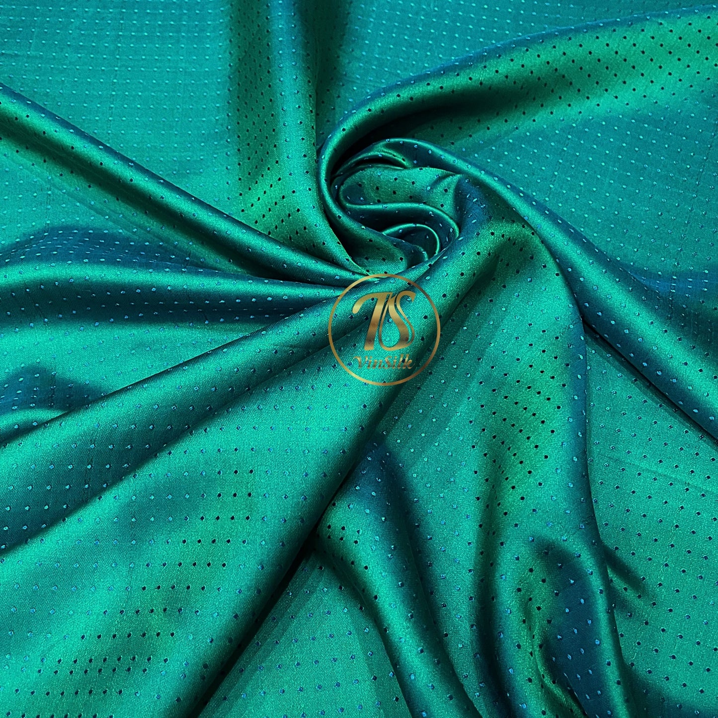 Sky blue fabric with mulberry rain dots pattern, Pure mulberry silk, Handmade fabric, Organic fiber