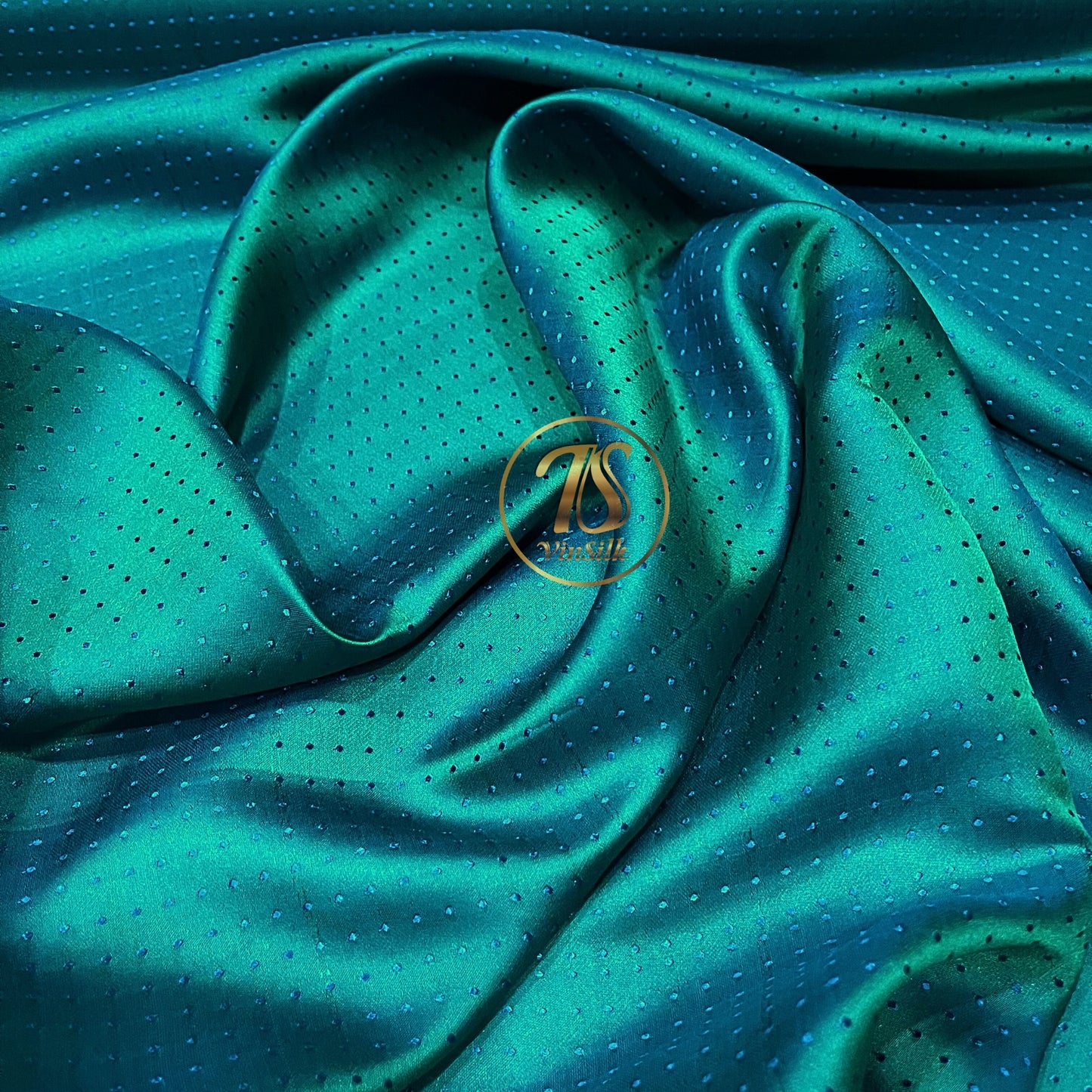 Sky blue fabric with mulberry rain dots pattern, Pure mulberry silk, Handmade fabric, Organic fiber