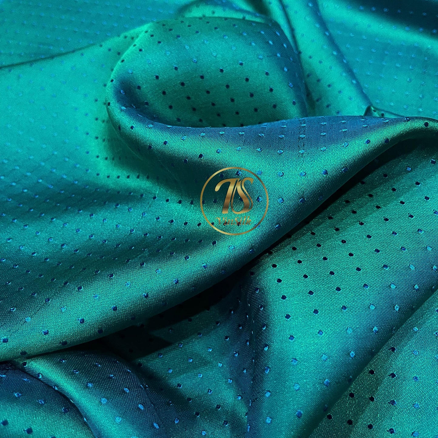 Sky blue fabric with mulberry rain dots pattern, Pure mulberry silk, Handmade fabric, Organic fiber