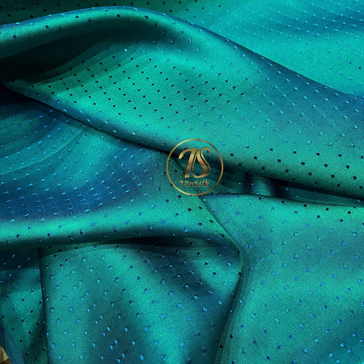 Sky blue fabric with mulberry rain dots pattern, Pure mulberry silk, Handmade fabric, Organic fiber