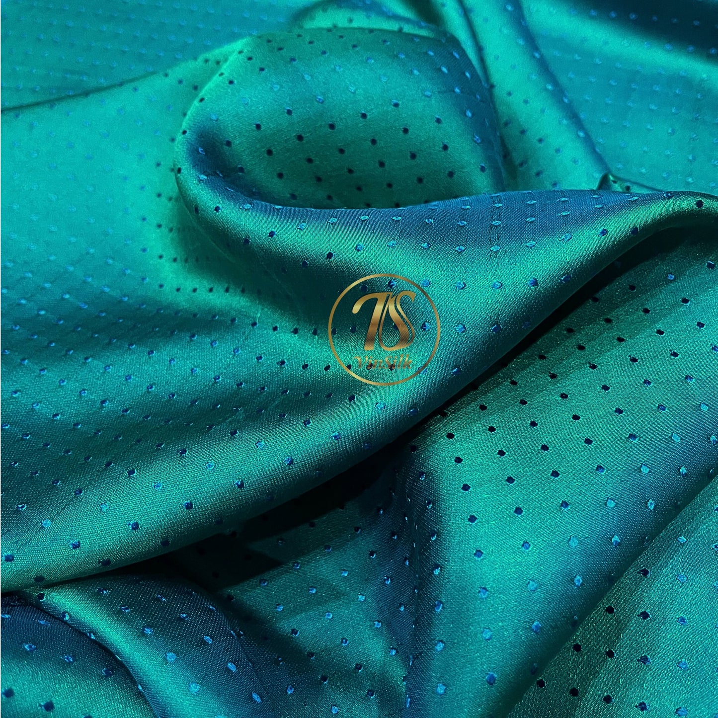 Sky blue fabric with mulberry rain dots pattern, Pure mulberry silk, Handmade fabric, Organic fiber