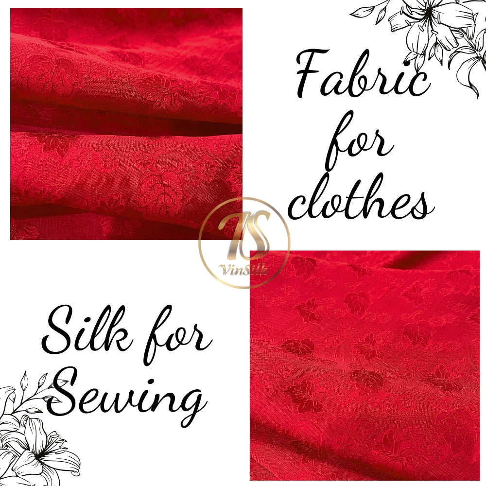 PURE MULBERRY SILK fabric by the yard, red mulberry leaves, handmade fabric, Organic fiber, Wedding dress, Gift for women, personalized gift