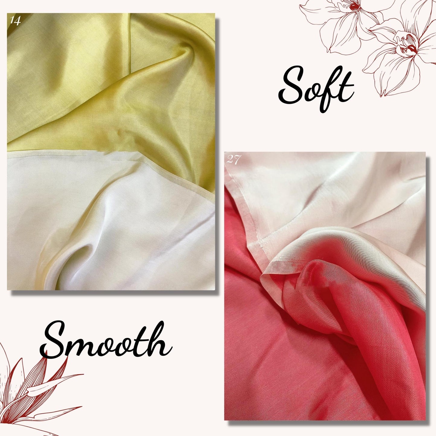PURE MULBERRY SILK fabric by the yard β Satin silk fabric β 19mm - Organic fiber - Dress making - Gift for women - Silk apparel fabric