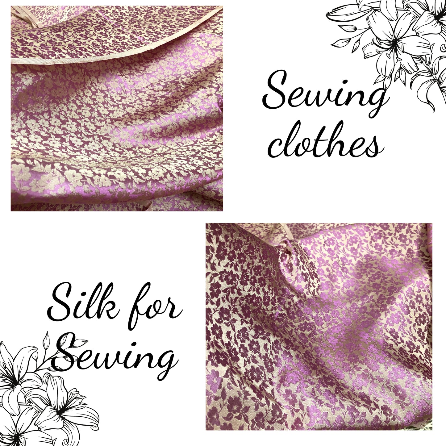 PURE MULBERRY SILK fabric by the yard - Floral silk - Handmade fabric ā Dress making ā Silk for sewing - Gift for women - Silk apparel fabric