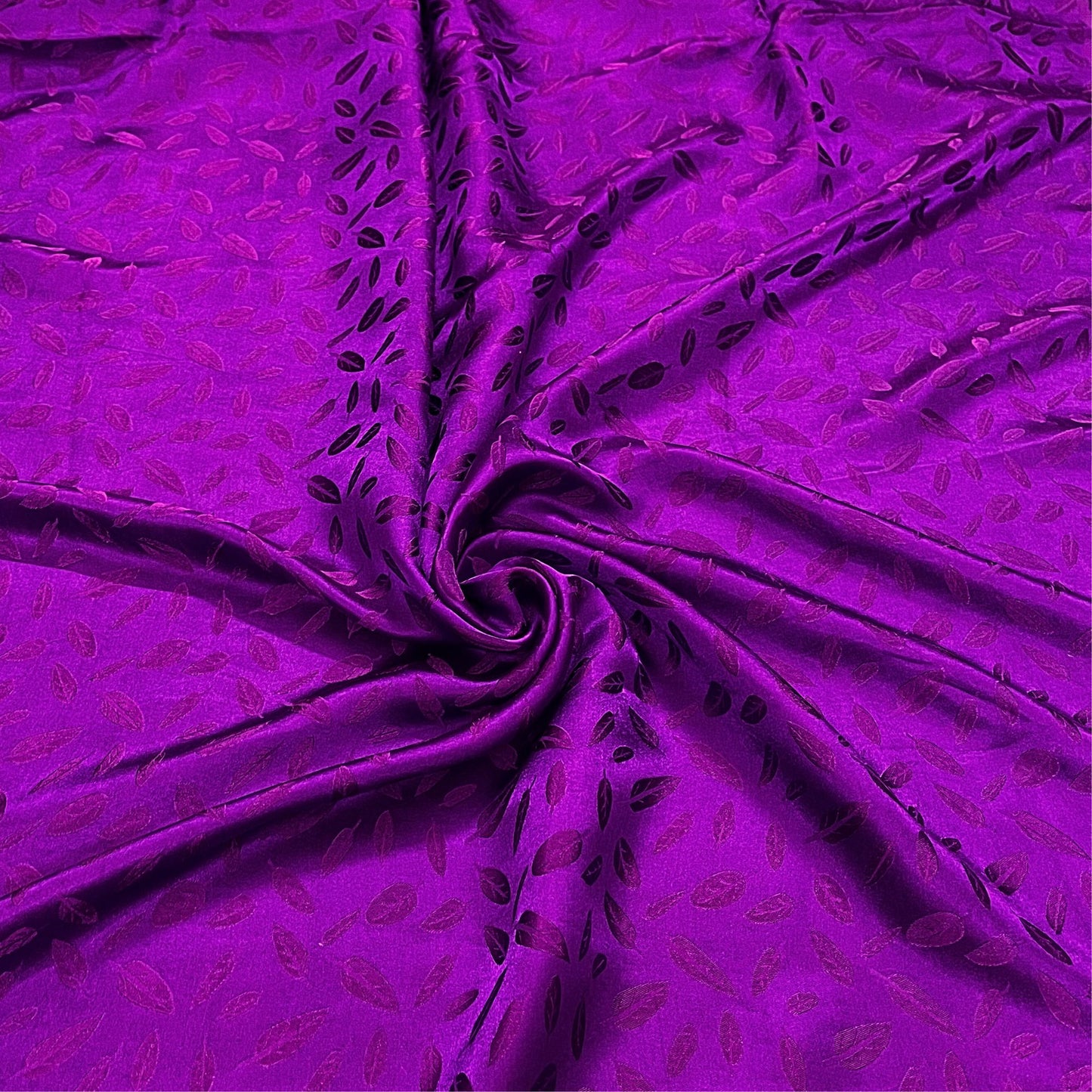 Purple silk with pink leaf pattern fabric, Pure mulberry silk, Handmade fabric, Organic fiber, Vintage textile, Dress making, Gift for women, Silk dress