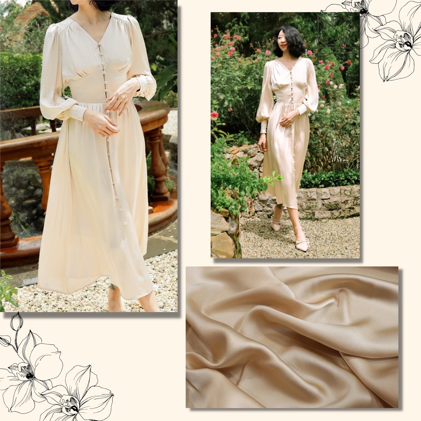 100% Mulberry Silk Satin Fabric - Dress making - Gift for women - Silk apparel fabric - Sewing clothes