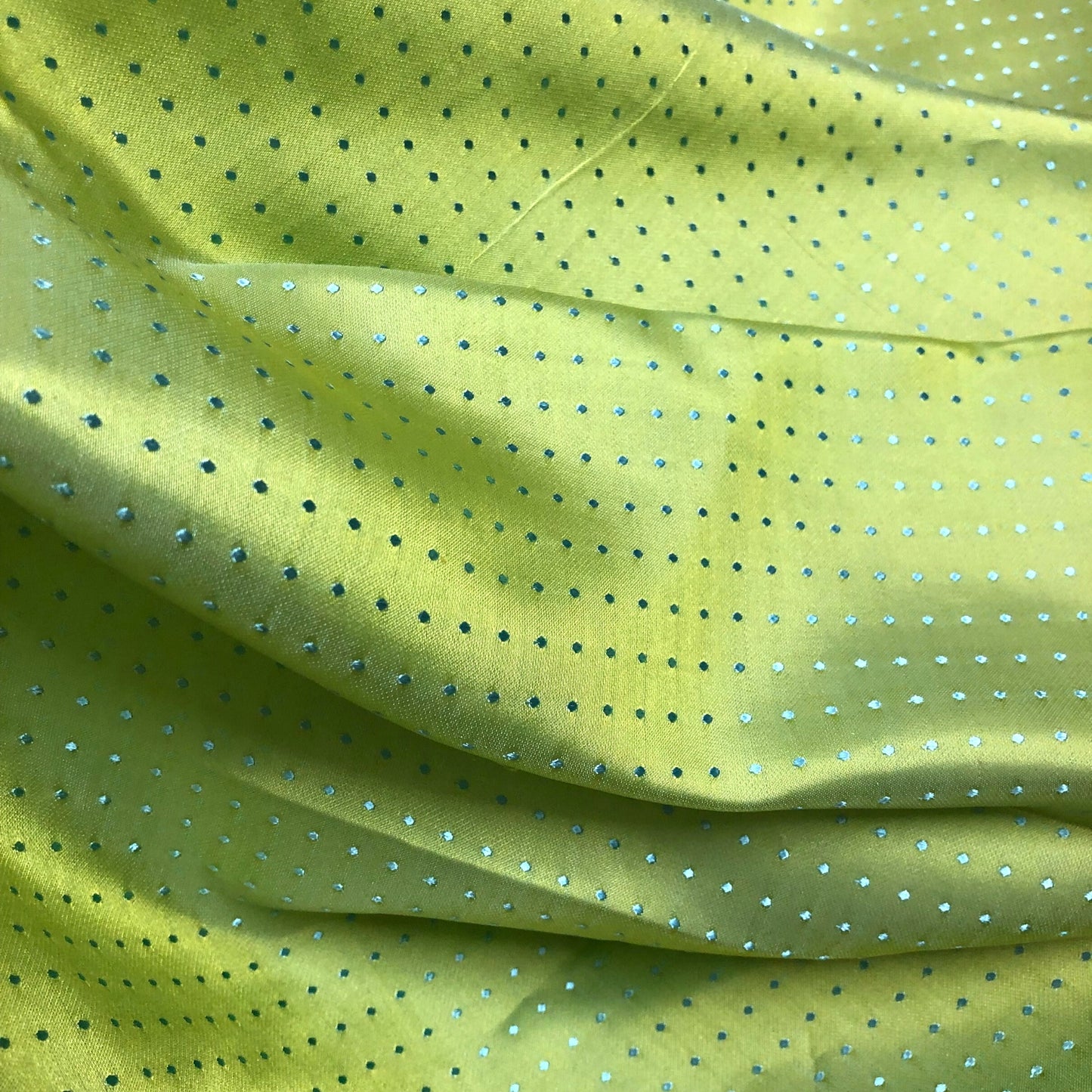 Lemon yellow fabric with mulberry rain dots pattern, Pure mulberry silk, Handmade fabric, Organic fiber