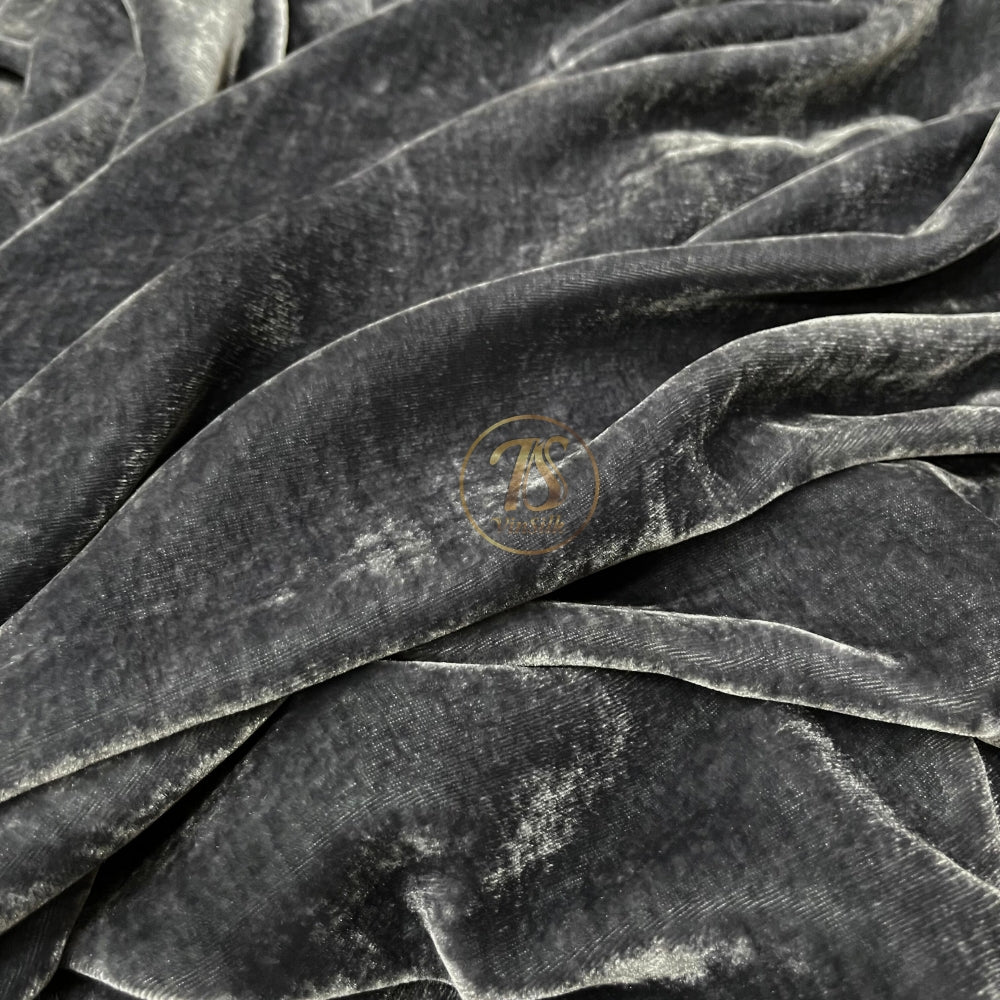 100% MULBERRY SILK VELVET fabric by the yard - Luxury Silk Velvet for Dress, Skirt, High End Garment - Silk apparel fabric - Gray silk velvet