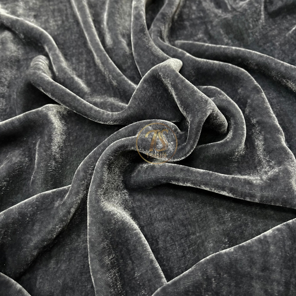 100% MULBERRY SILK VELVET fabric by the yard - Luxury Silk Velvet for Dress, Skirt, High End Garment - Silk apparel fabric - Gray silk velvet