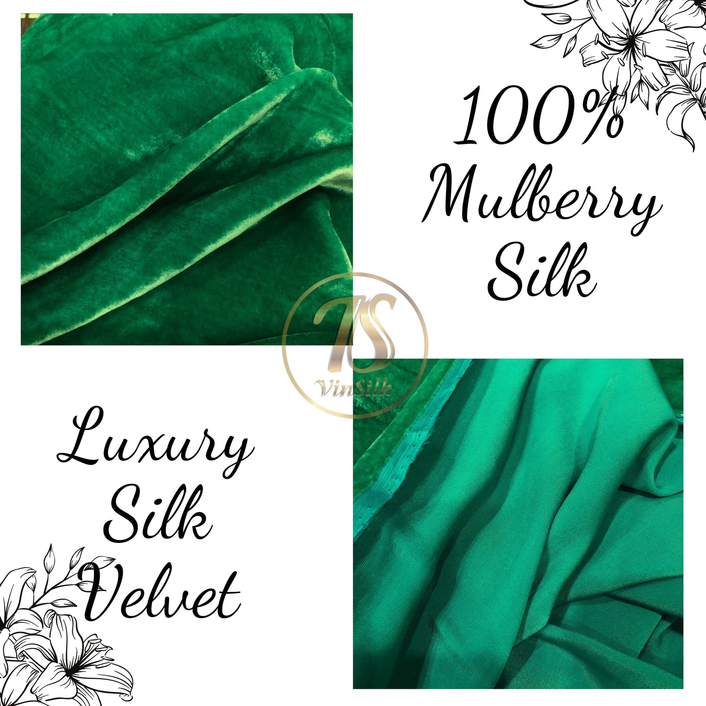 100% MULBERRY SILK VELVET fabric by the yard - Green Silk Velvet for Dress, Skirt, High End Garment - Silk apparel fabric