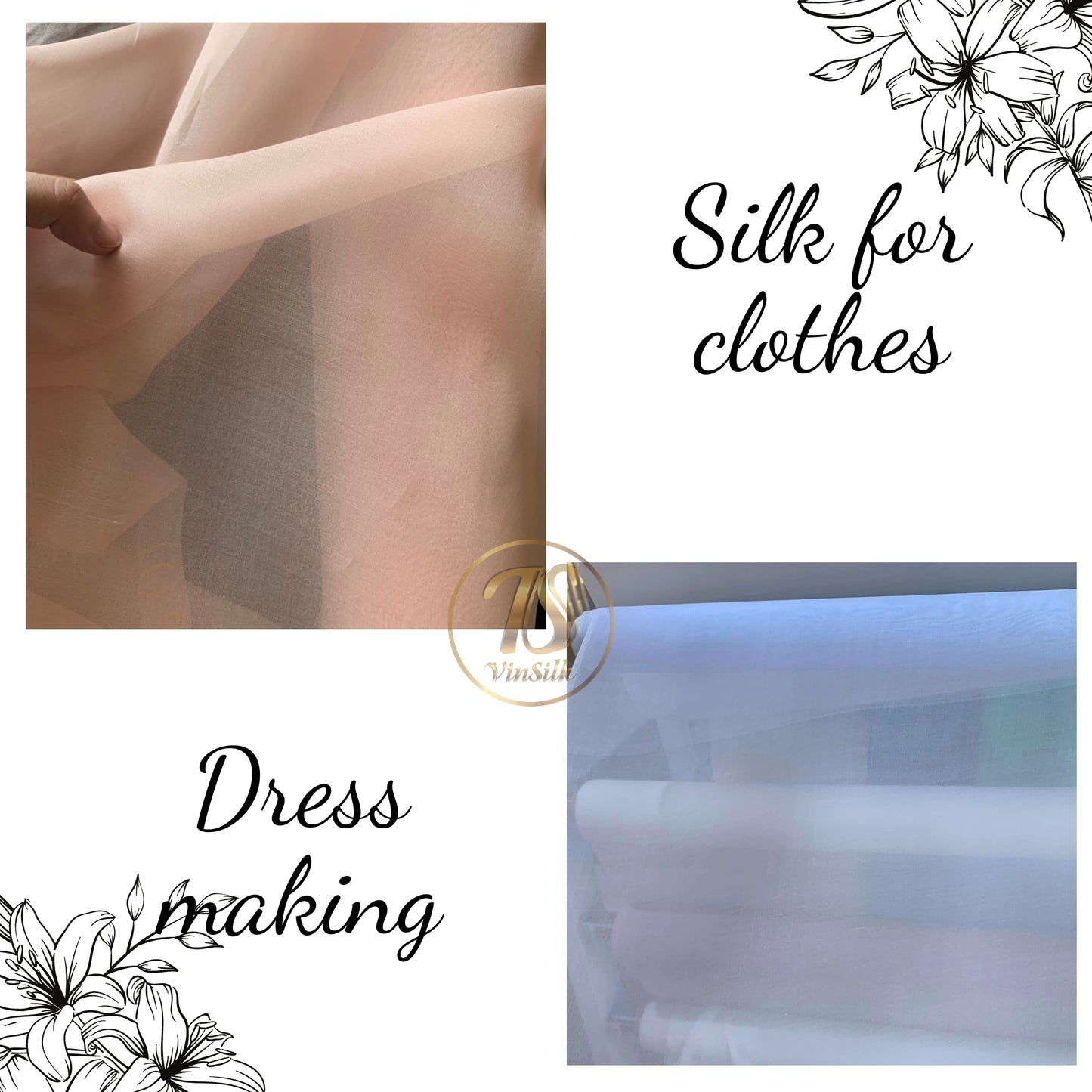 100% PURE MULBERRY SILK fabric by the yard – Organza silk fabric – 10mm - Organic fiber - Wedding dress - Gift for women – Silk for sewing - White, black organza silk