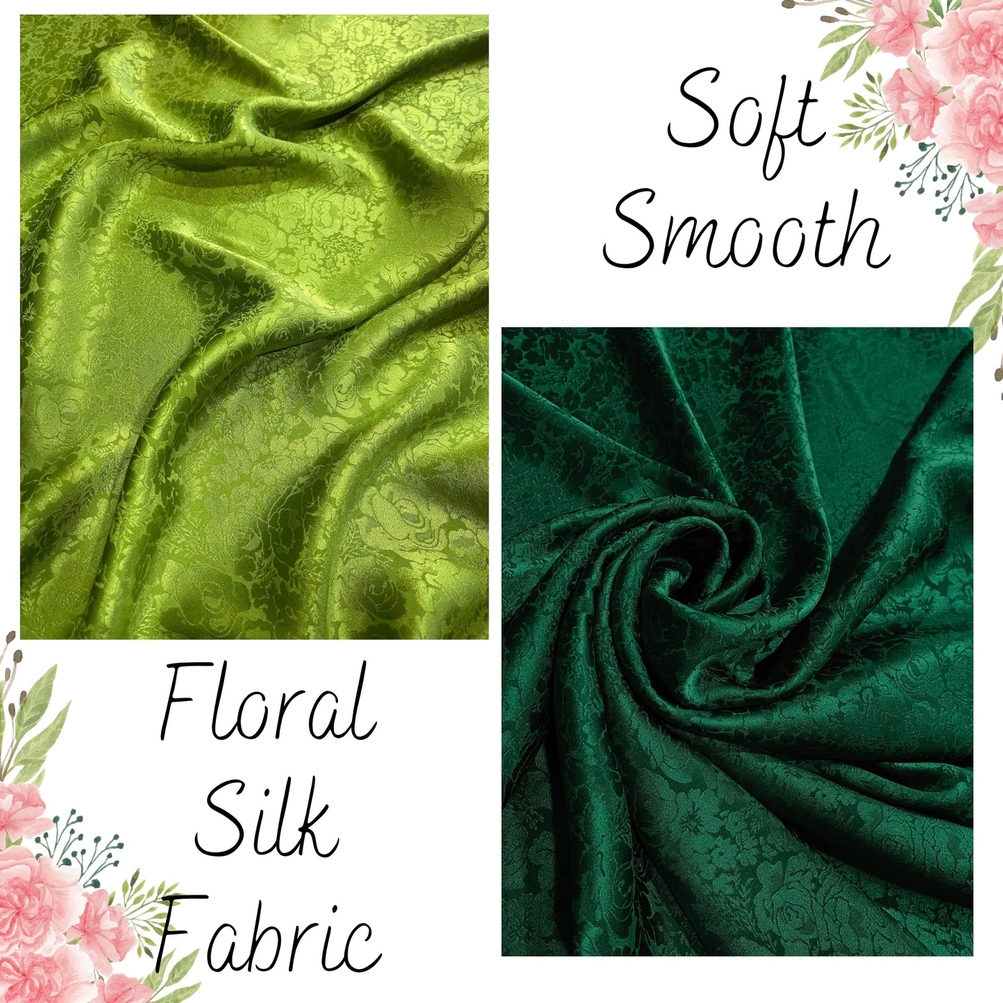 100% PURE MULBERRY SILK fabric by the yard – Floral silk - Jacquard fabric – Dress making – Silk for sewing - Gift for women