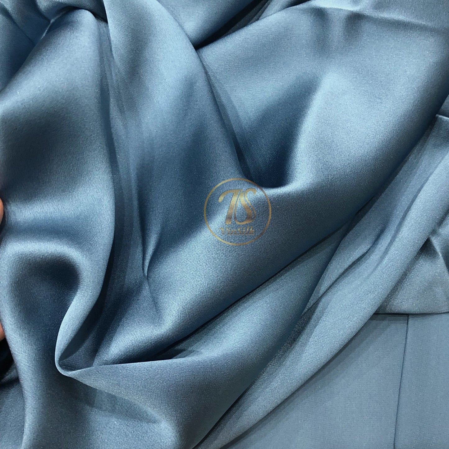 100% PURE MULBERRY SILK fabric by the yard – Satin silk fabric – 19mm - Organic fiber - Wedding dress - Gift for women - Blue silk satin - Silk for sewing