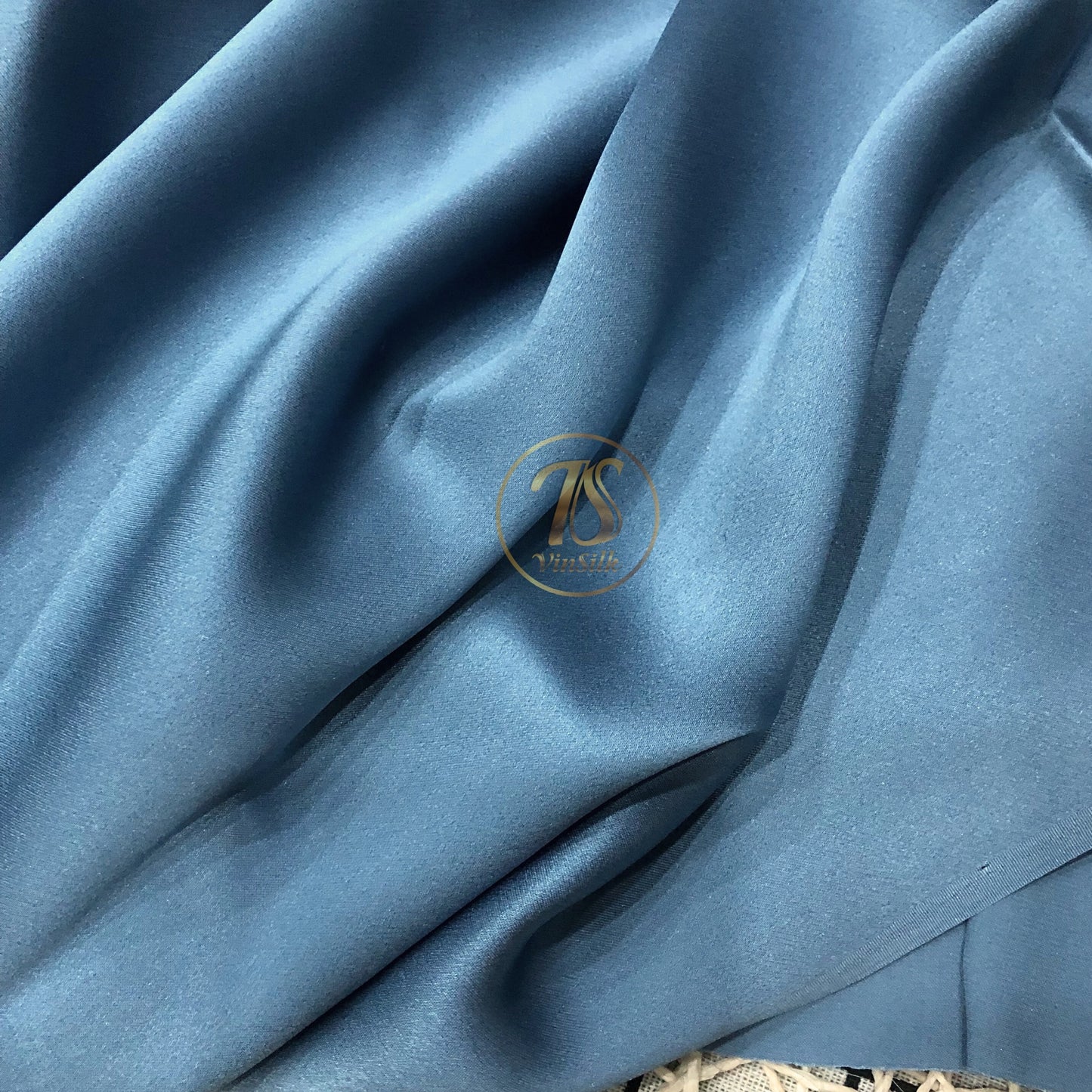 100% PURE MULBERRY SILK fabric by the yard – Satin silk fabric – 19mm - Organic fiber - Wedding dress - Gift for women - Blue silk satin - Silk for sewing