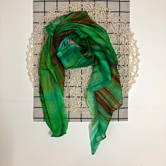 100% MULBERRY SILK SCARF - Pure mulberry silk - Green Square Scarf - Women's Scarves - Fashion Scarf - Handmade Silk Scarf - Gift for her