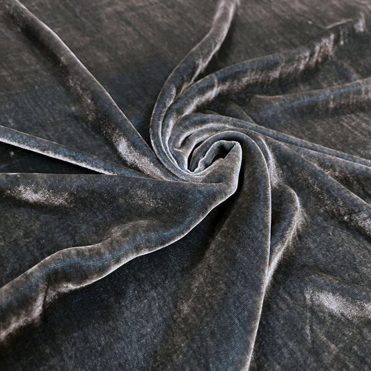 100% MULBERRY SILK VELVET fabric by the yard - Luxury Silk Velvet for Dress, Skirt, High End Garment - Gray velvet - Sewing clothes