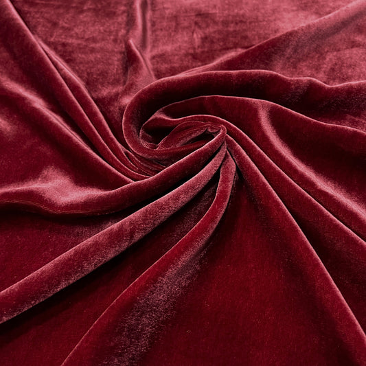 100% Pure Mulberry Silk Velvet Fabric by the yard – Red Silk Velvet for Dress, Skirt, High End Garment – Silk for sewing
