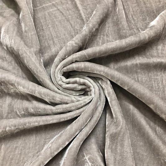 100% MULBERRY SILK VELVET fabric by the yard - Light gray silk velvet - Luxury Silk Velvet for Dress, Skirt, High End Garment - Silk apparel fabric