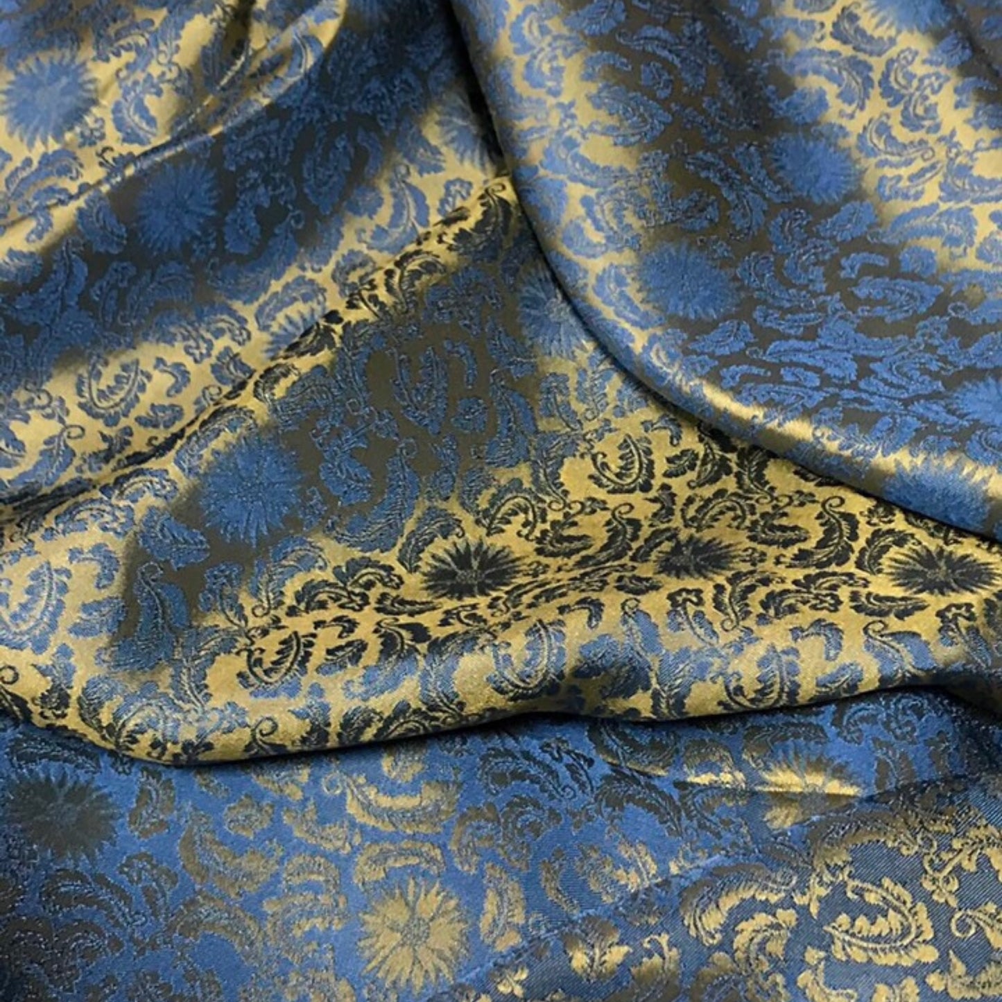 yellow green silk fabric with mulberry chrysanthemum pattern, Pure mulberry silk, Handmade fabric, Organic fiber, Vintage textile