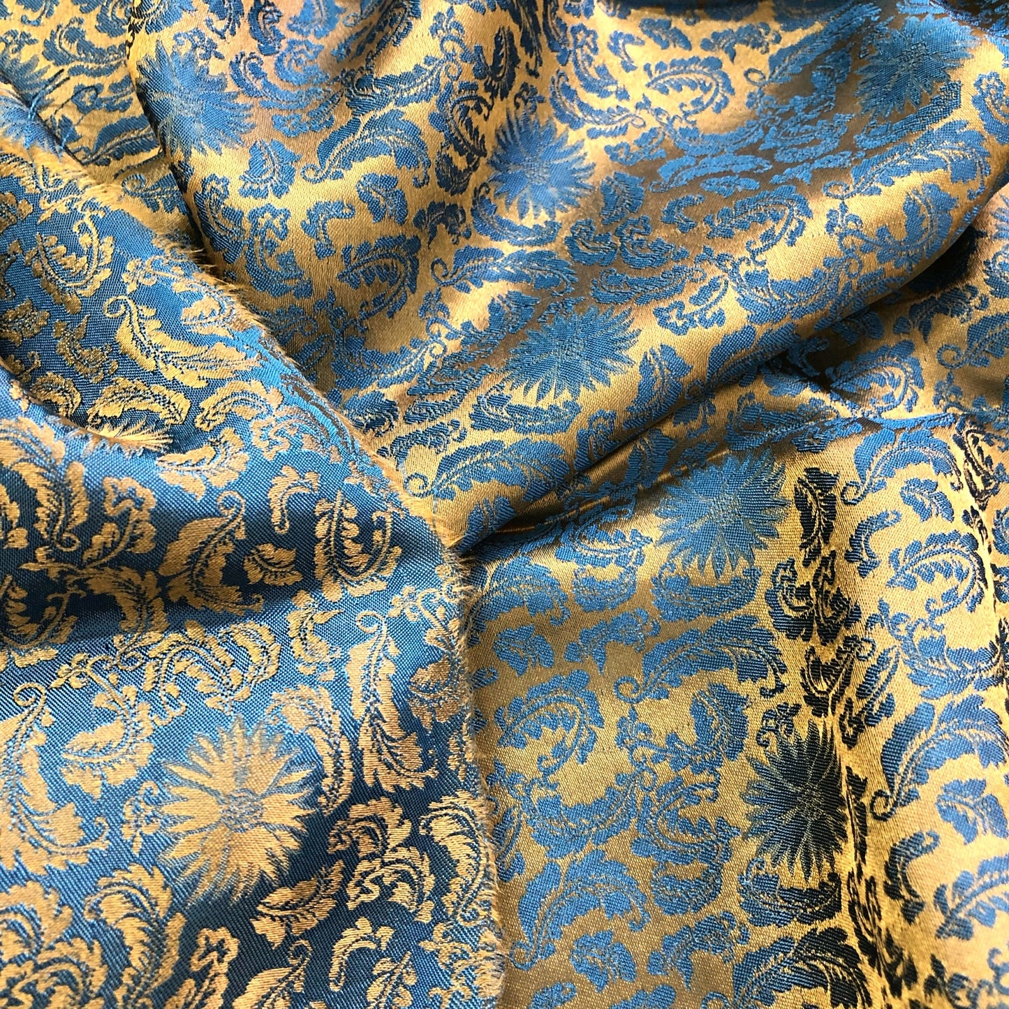 yellow green silk fabric with mulberry chrysanthemum pattern, Pure mulberry silk, Handmade fabric, Organic fiber, Vintage textile