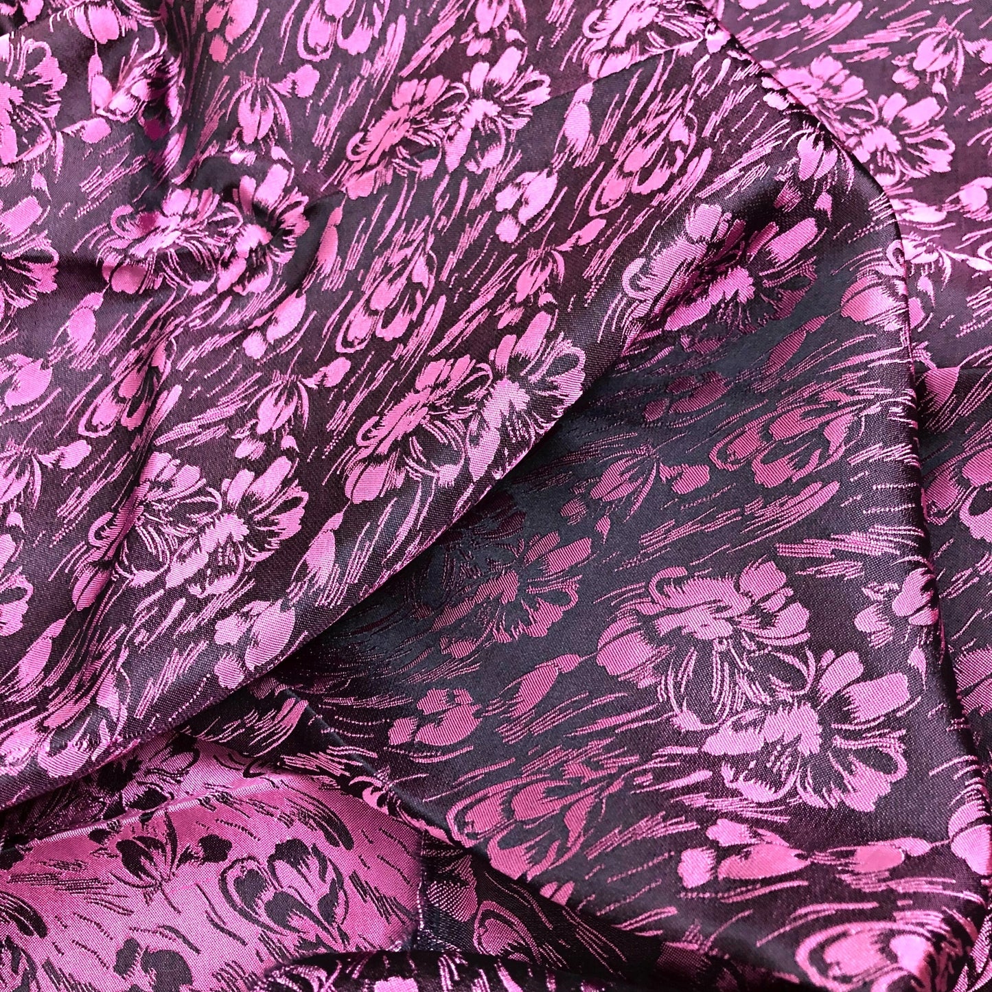 Black silk with pink butterfly pattern, Floral silk fabric, Pure mulberry silk, Handmade fabric, Organic fiber