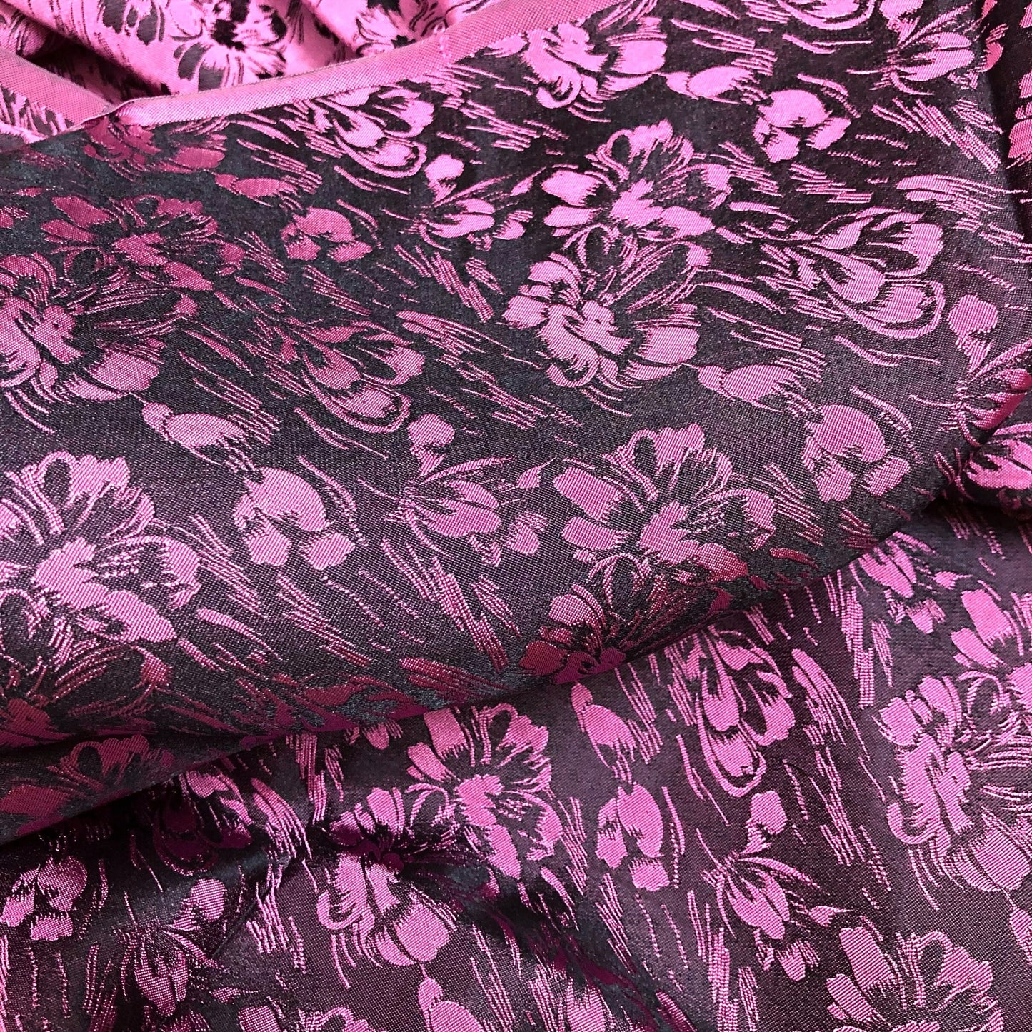 Black silk with pink butterfly pattern, Floral silk fabric, Pure mulberry silk, Handmade fabric, Organic fiber