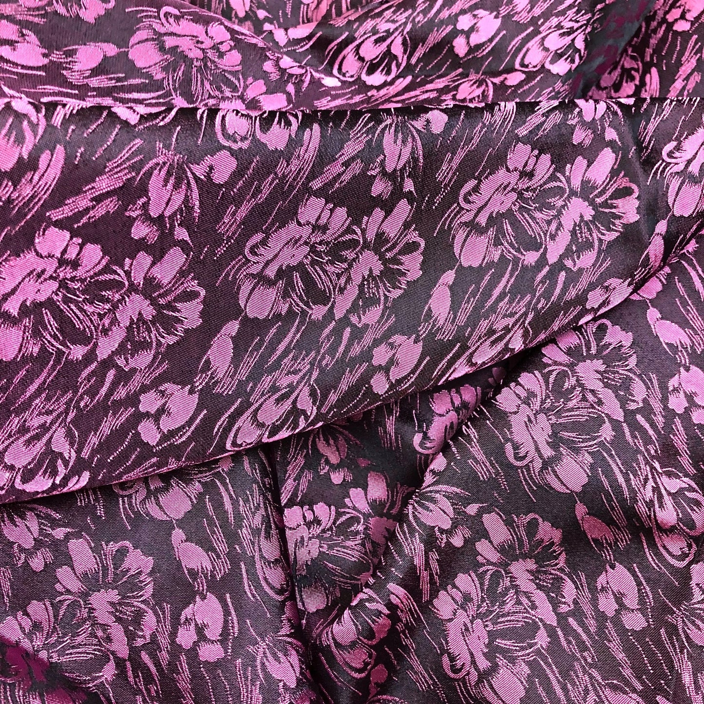 Black silk with pink butterfly pattern, Floral silk fabric, Pure mulberry silk, Handmade fabric, Organic fiber