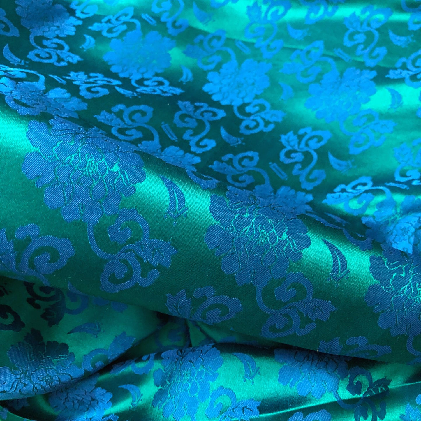 Blue silk with Blue flower pattern, Floral silk fabric, Pure mulberry silk, Handmade fabric, Organic fiber