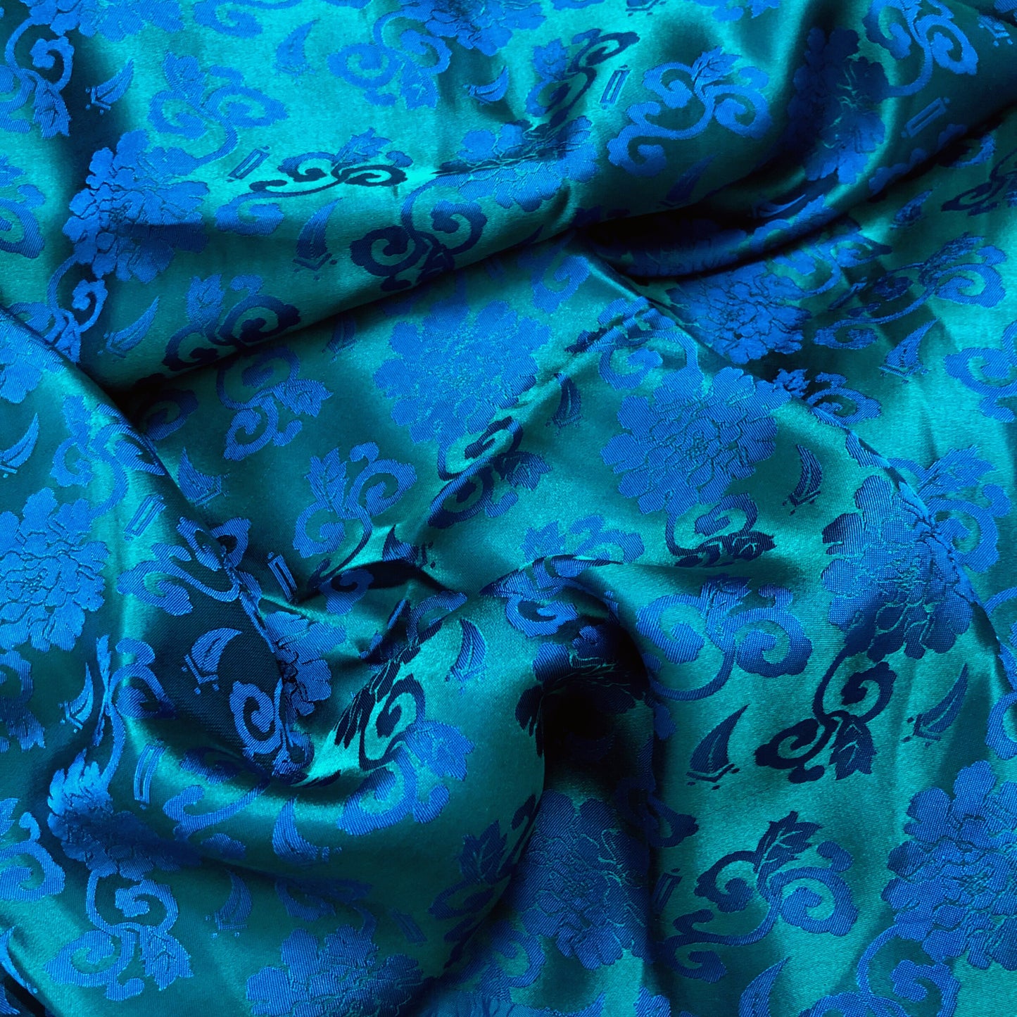 Blue silk with Blue flower pattern, Floral silk fabric, Pure mulberry silk, Handmade fabric, Organic fiber