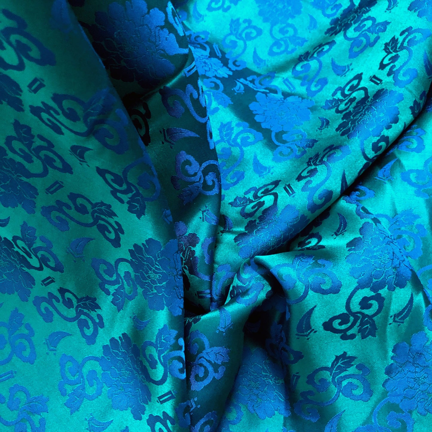 Blue silk with Blue flower pattern, Floral silk fabric, Pure mulberry silk, Handmade fabric, Organic fiber